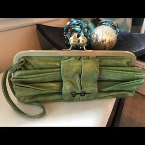 Jessica Simpson Green Bow Clutch Wristlet Handbag